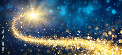 Christmas Golden Star In Shiny Night
 photo