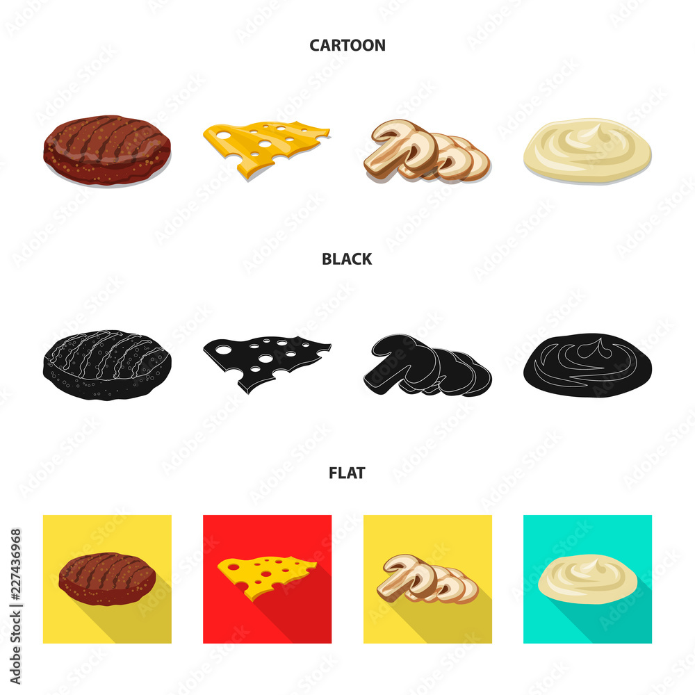 Isolated object of burger and sandwich icon. Set of burger and slice stock symbol for web. Isolated object of burger and sandwich icon. Set of burger and slice stock symbol for web.