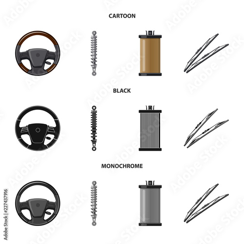 Isolated object of auto and part logo. Set of auto and car stock vector illustration.