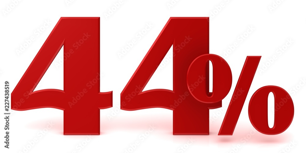 sale discount 44 % off price reduction offer percent sign percentage icon interest rate symbol red 3d render graphic label tag isolated on white background sale discount 44 % off price reduction offer percent sign percentage icon interest rate symbol red 3d render graphic label tag isolated on white background