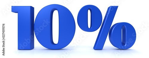10 % per cent percentage sign percent blue 3d graphic render interest rate sale discount symbol off icon isolated