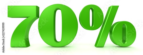 percentage percent sign 70 % green 3d render symbol icon sale offer price off