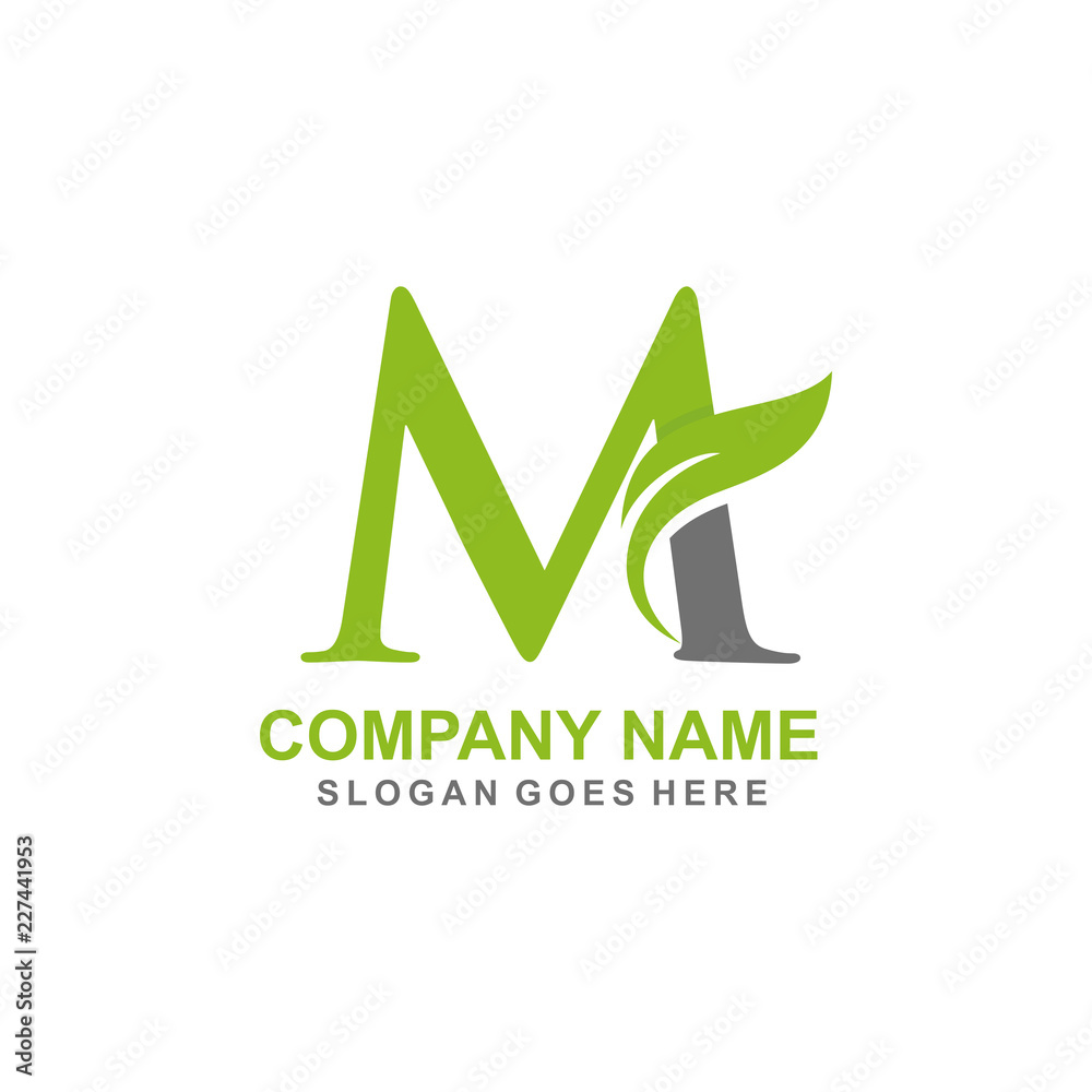 Letter M leaf initial logo template Letter M leaf initial logo template