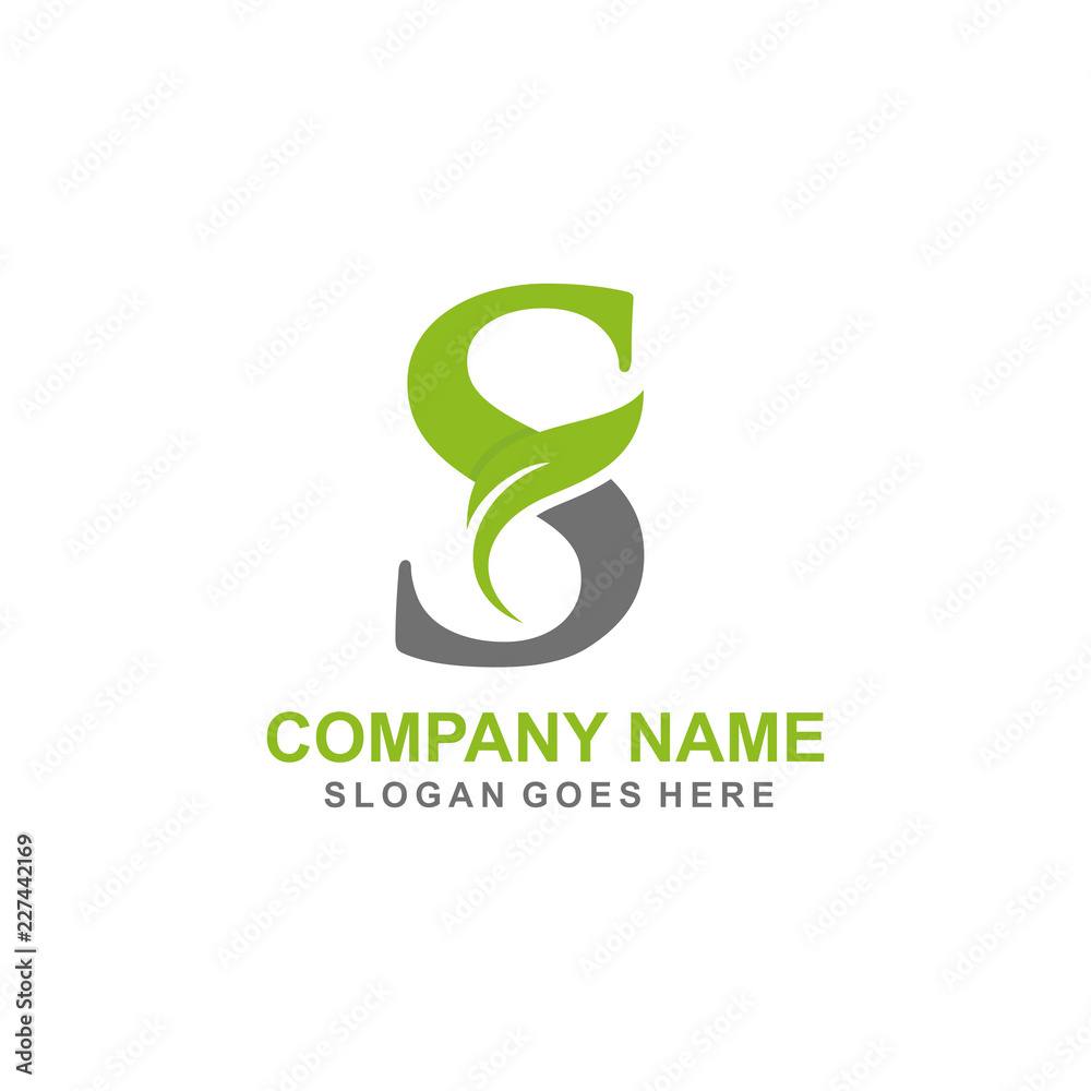 Letter S leaf initial logo template Letter S leaf initial logo template