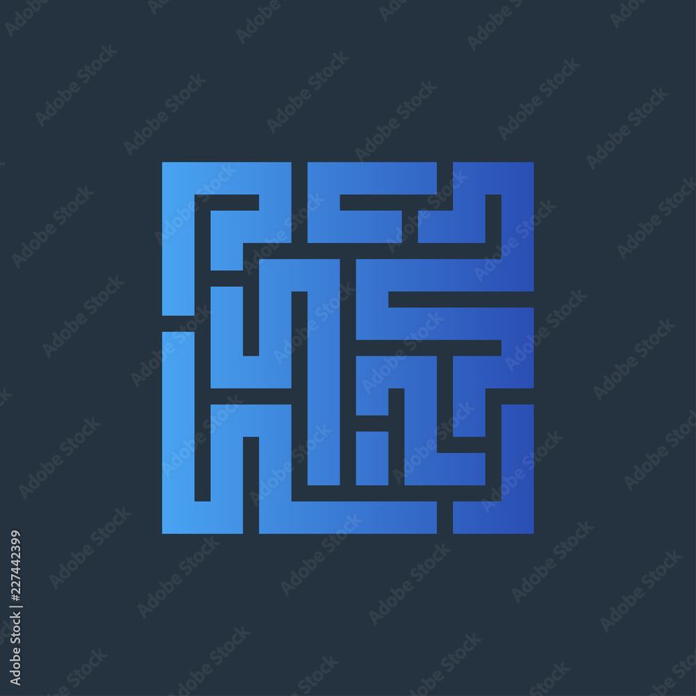 Icono plano laberinto azul en fondo oscuro Icono plano laberinto azul en fondo oscuro