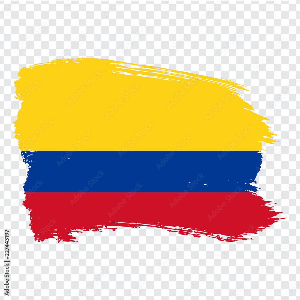 Fototapeta premium Flag Colombia, brush stroke background. Flag of Colombia on transparent background. Stock vector. Flag for your web site design, logo, app, UI. Vector illustration EPS10.