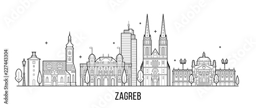 Zagreb skyline Croatia big city buildings vector photo