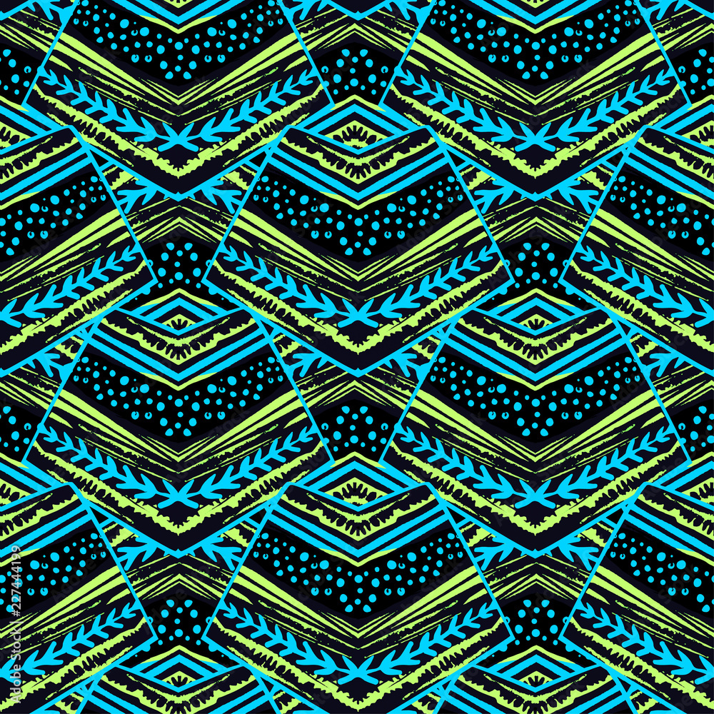 Seamless striped floral geometric pattern.Trendy print with colorful stripes. Seamless striped floral geometric pattern.Trendy print with colorful stripes.