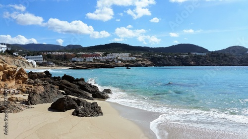 The view on beach Cala Tarida on Ibiza photo
