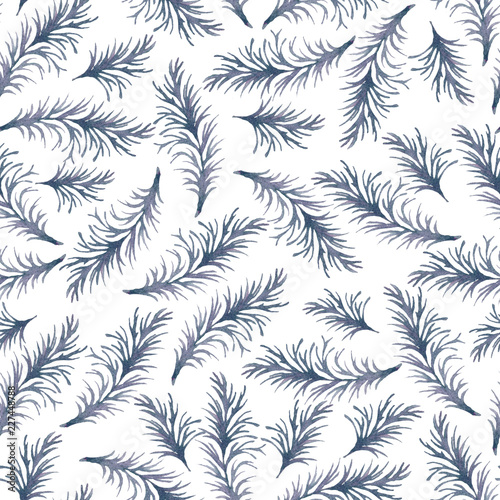 Fototapeta Naklejka Na Ścianę i Meble -  Seamless pattern with frozen branches. Watercolor hand drawn
