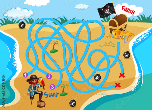 Pirate beach maze puzzle game
