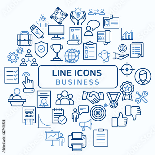 Simple Set of Business Related Line Icons.