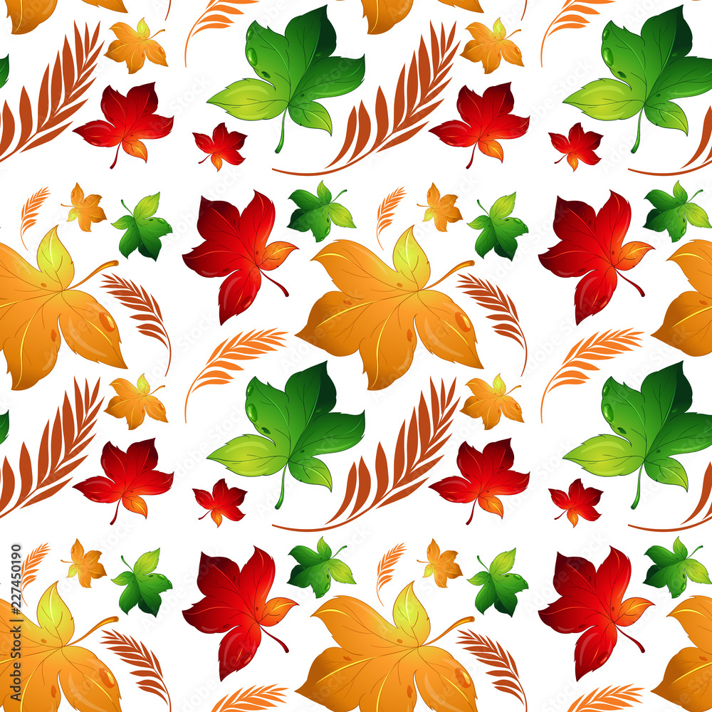 Fototapeta premium Autumn leaf seamless background