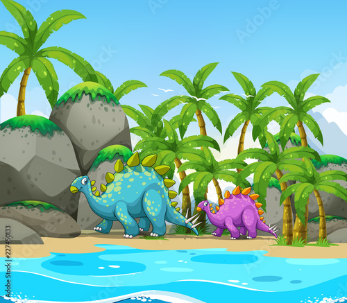 Dinosaur next to the beach