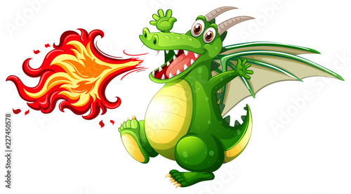 A green dragon fire