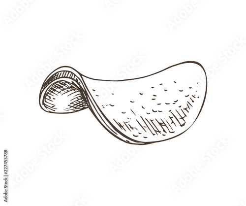 Chips Monochrome Sketch, Vector Illustration