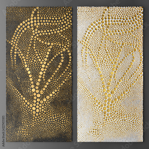 3D wall art, paintings with gold leaf	