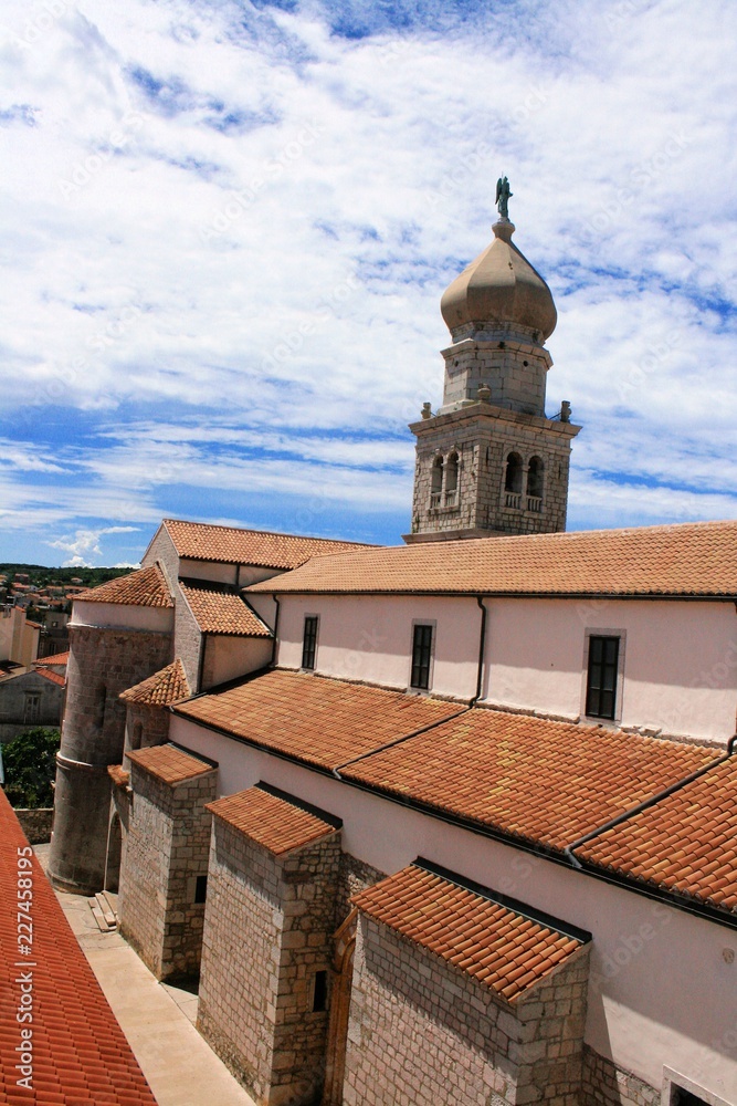 tower of the church in Krk, Croatia