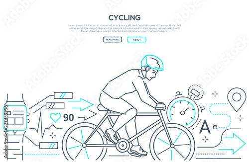 Cycling - modern line design style web banner