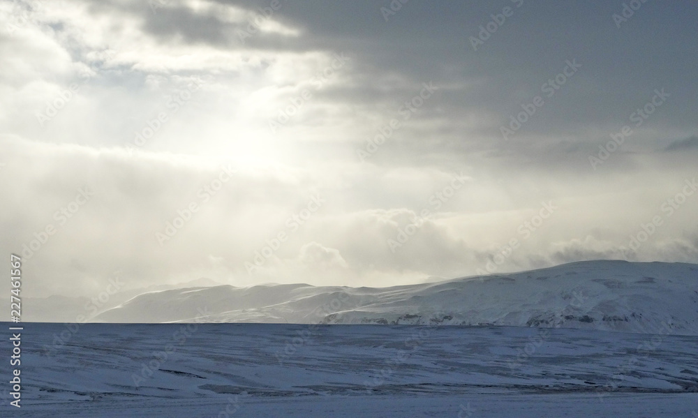 Iceland. sun and cluouds in the winter