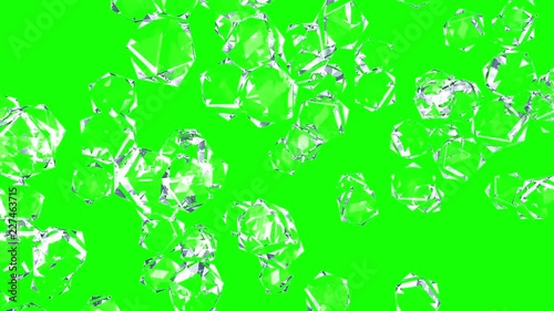 Chromakey Glass octahedron balls background. VJ Seamless loop background.