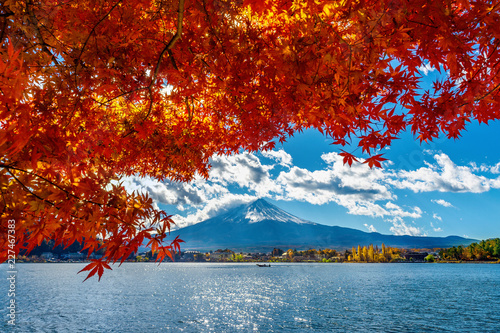 Autumn Season and Mountain Fuji at Kawaguchiko lake, Japan.