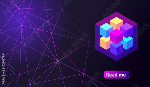 Isometric holographic geometric icon Crypto Currency, colorful abstract background. A great concept for a web design template 9