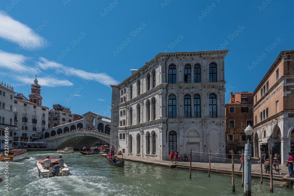 VENICE, ITALY - JUNE 16, 2018: View on of Canal Grande. Copy space for text.