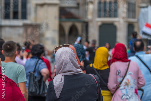 Photography Muslims at a demonstration in the city center, Vienna, Austria