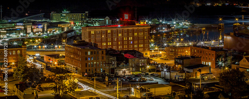 Nighttime Downtown Aerial Historic Dubuque