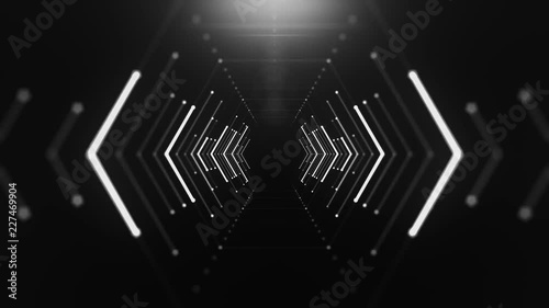 Abstract background with animation of flight in abstract futuristic tunnel with neon light. Animation of seamless loop. 