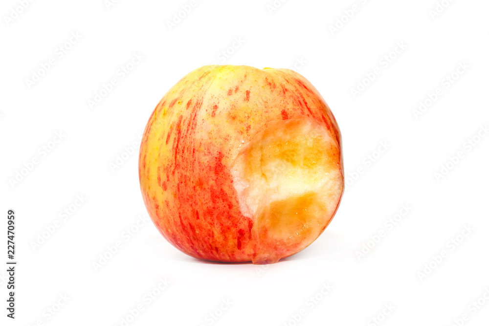 bitten apple on white background