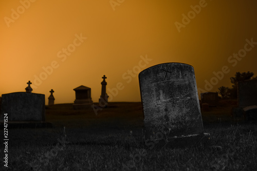 Blank Tombstone Leaning in Grave Yard Hill