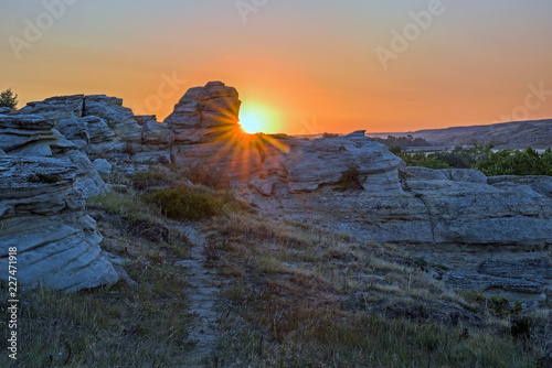 Sunrise at Writing on Stone Provincial Park in Alberta Canada photo