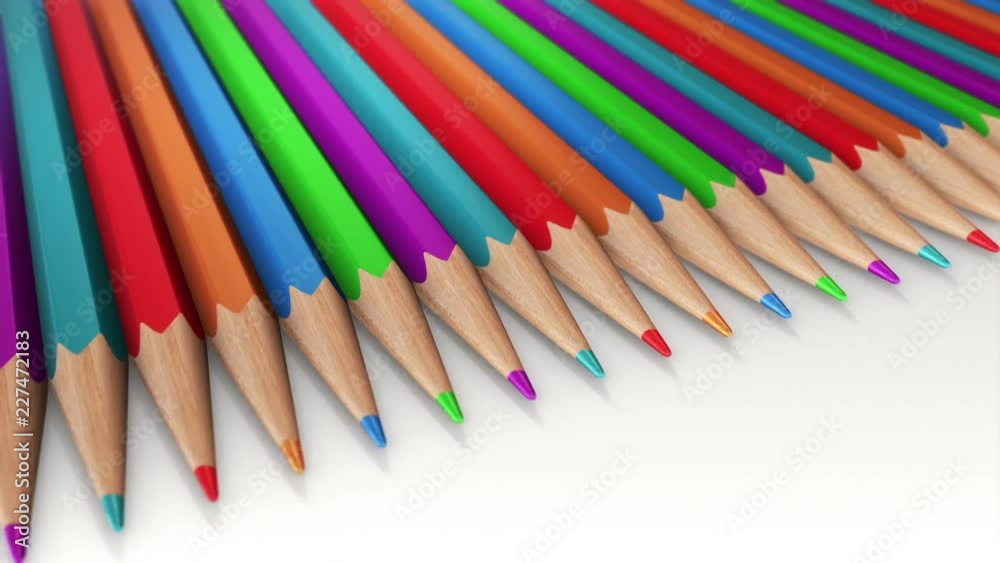 Animation moving of wooden colored pencil on white background. Animation of seamless loop.