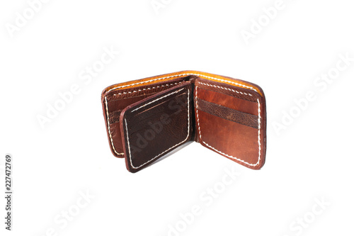 wallet leather on isolated white