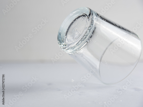 falling, flying or standing empty glass intended for vodka