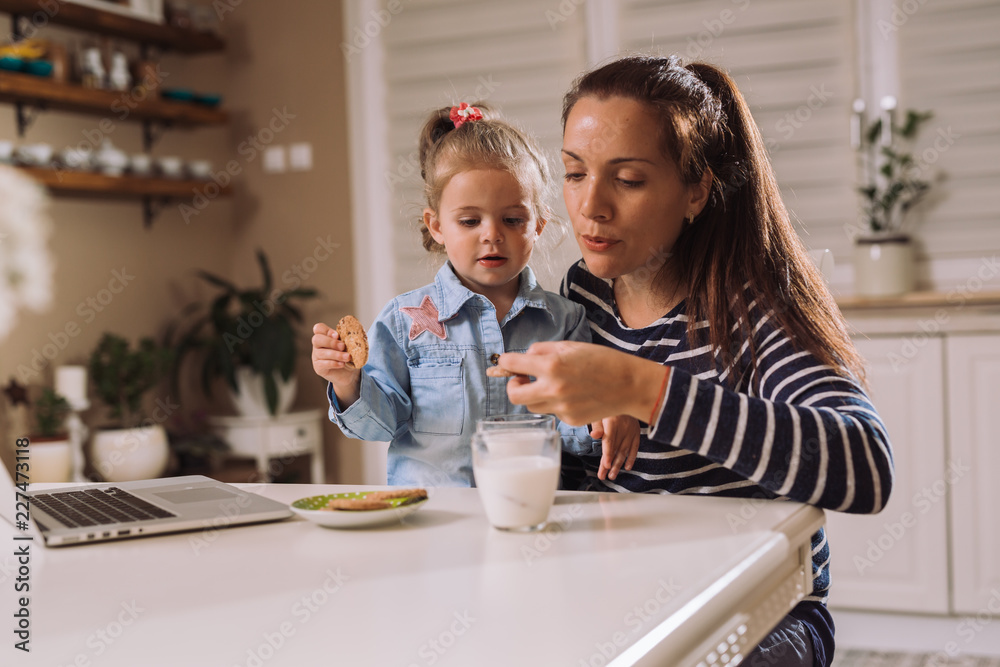 Family spending time together in kitchen Family spending time together in kitchen