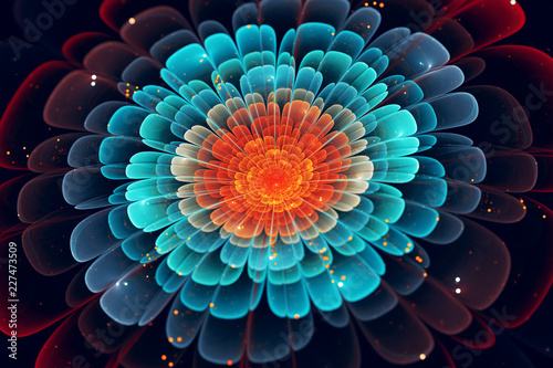 Vibrant fractal flower in cinematic style abstract background