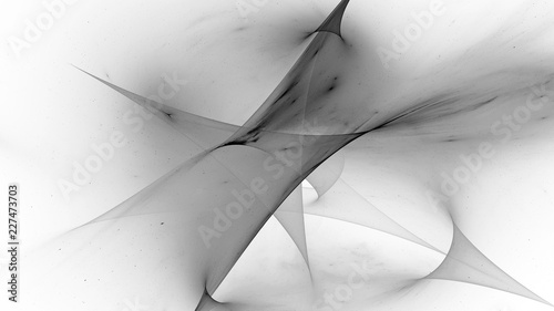 Glowing surfaces in space black and white inverted
