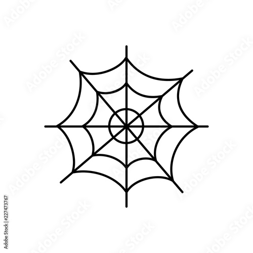 Cute hand drawn spider web vector illustration. Halloween themed, black cobweb icon, isolated.