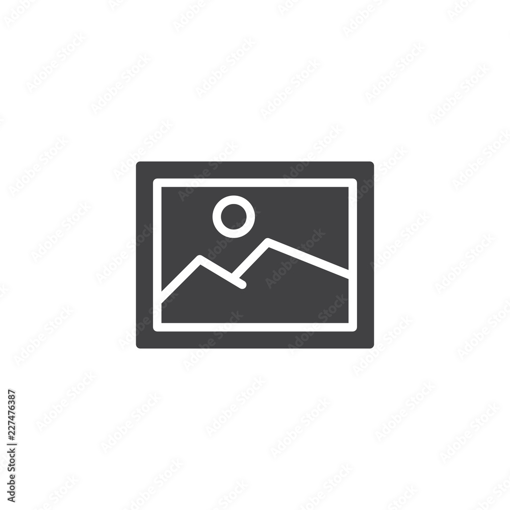 Image vector icon. filled flat sign for mobile concept and web design. Landscape picture with mountains and sun simple solid icon. Symbol, logo illustration. Pixel perfect vector graphics Image vector icon. filled flat sign for mobile concept and web design. Landscape picture with mountains and sun simple solid icon. Symbol, logo illustration. Pixel perfect vector graphics