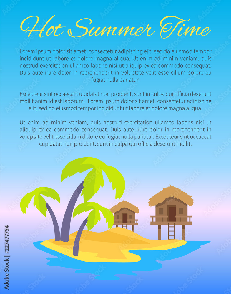 Hot Summer Time Blue Poster Vector Illustration