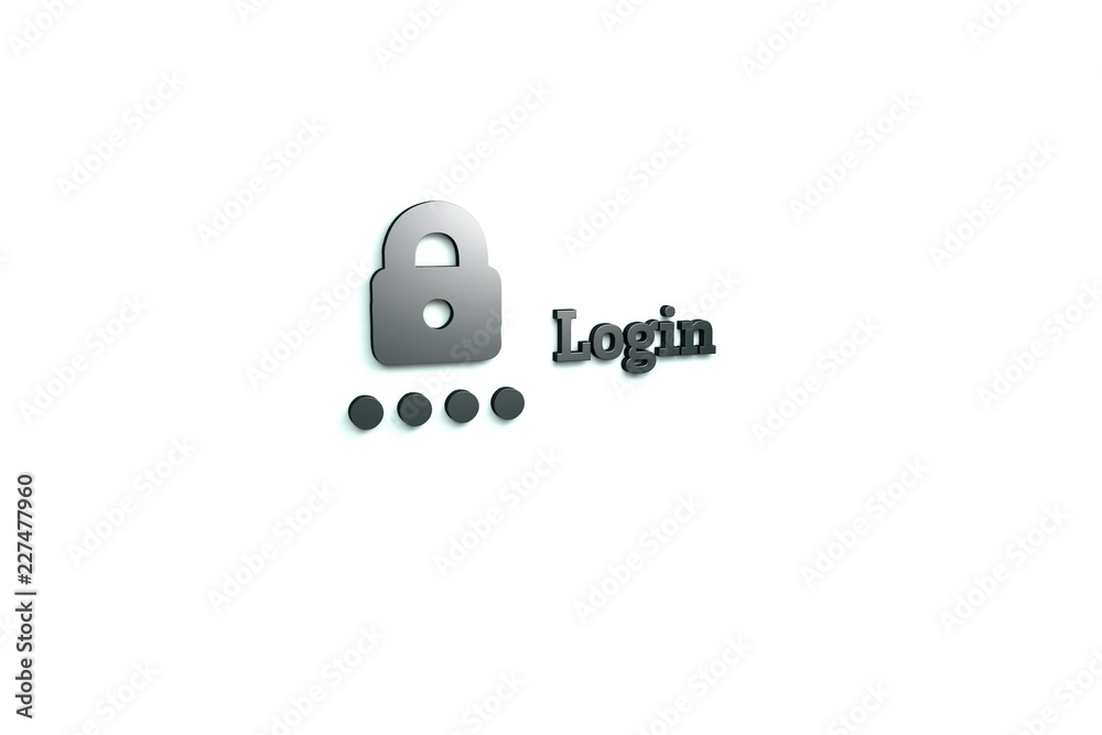Text Login with dark 3D illustration and light background Text Login with dark 3D illustration and light background
