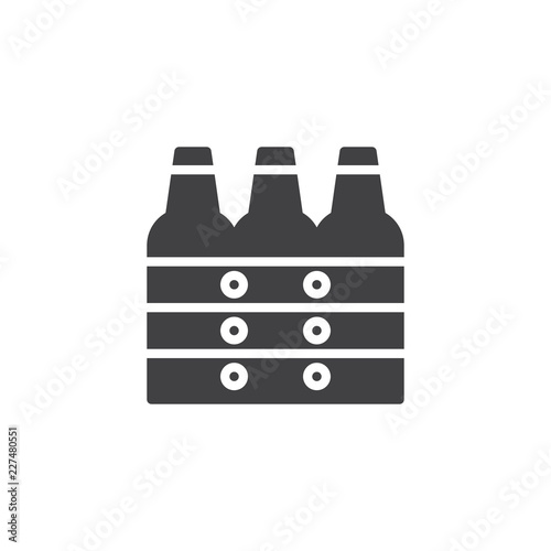 Box of beer vector icon. filled flat sign for mobile concept and web design. Beer Bottles Crate simple solid icon. Symbol, logo illustration. Pixel perfect vector graphics