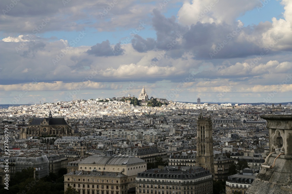view, city, paris, Sacré-Cœur, Montmartre, panorama, architecture, cityscape, skyline, 