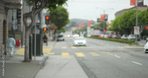 Daytime shot of typical traffic on an urban street