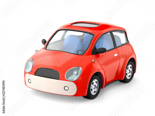 small cute red car