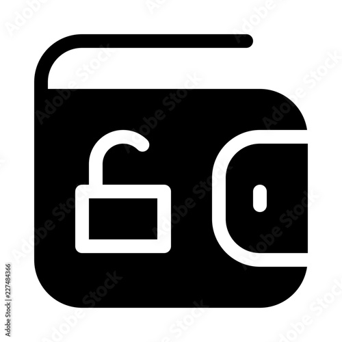 Wallet Unlock Protect Finance Money Exchequer Cash vector icon