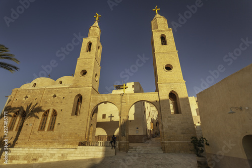 Obraz na płótnie Bell towers of Saint Anthony church in Eastern Desert, Egypt